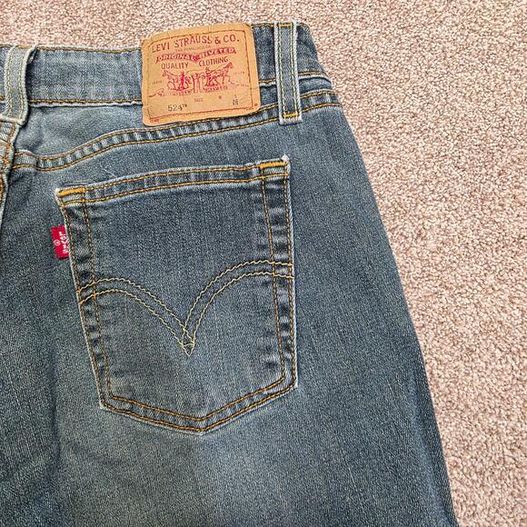 vtg Y2K grunge streetwear Levis 524 Too Superlow Stretch Bootcut Jeans sz jr. 7m - Picture 8 of 15